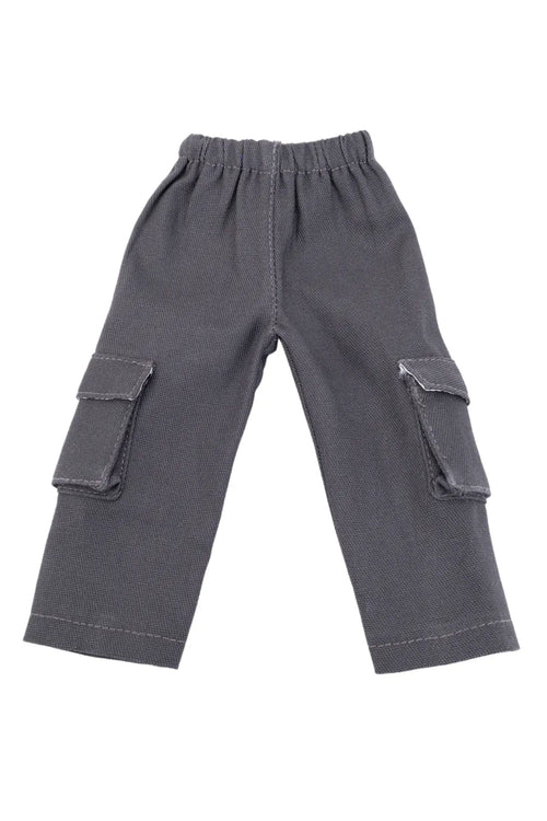 Gray doll cargo pants on a white background