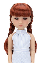 Peluca con flequillo y trenzas dobles para muñecas Ruby Red Fashion Friends de 14,5 pulgadas.