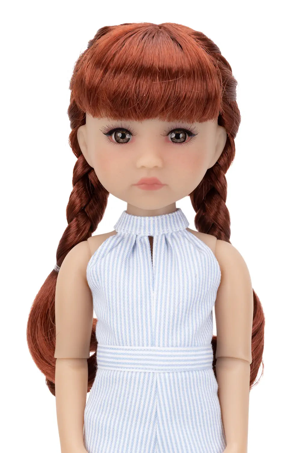 Peluca con flequillo y trenzas dobles para muñecas Ruby Red Fashion Friends de 14,5 pulgadas.