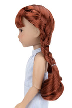 Peluca con flequillo y trenzas dobles para muñecas Ruby Red Fashion Friends de 14,5 pulgadas.