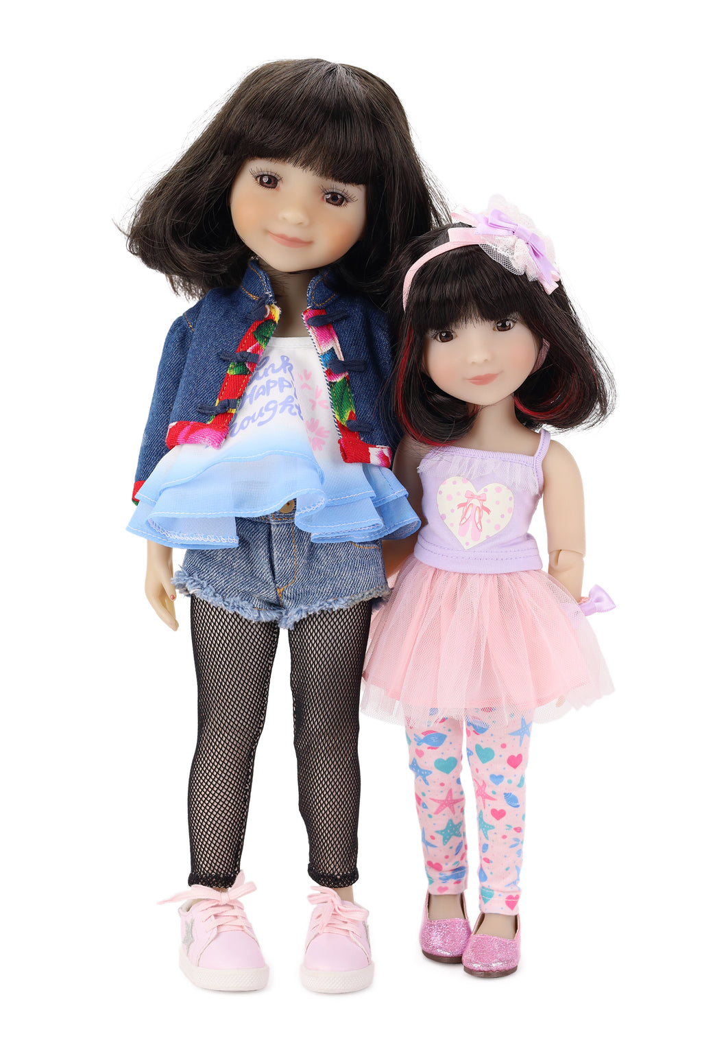 Hanna and Sydney dolls with a white background