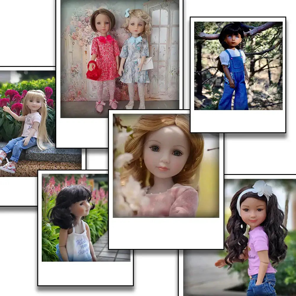 Doll photos in various outfits and settings