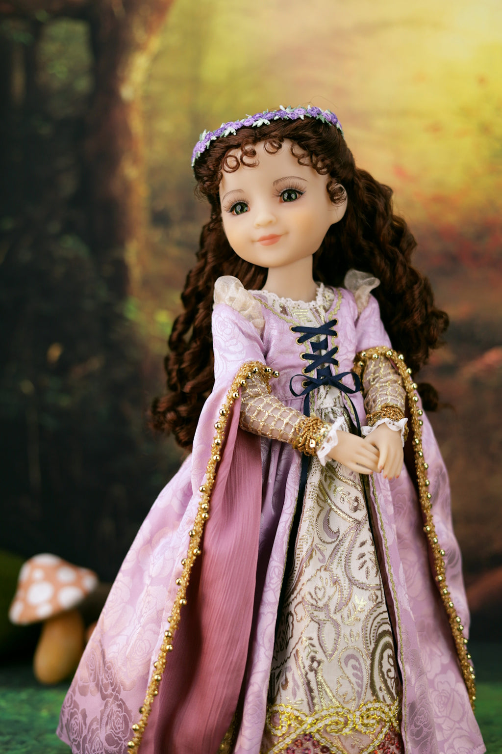 Princess Zora doll in a detailed dress with a fantasy-themed background