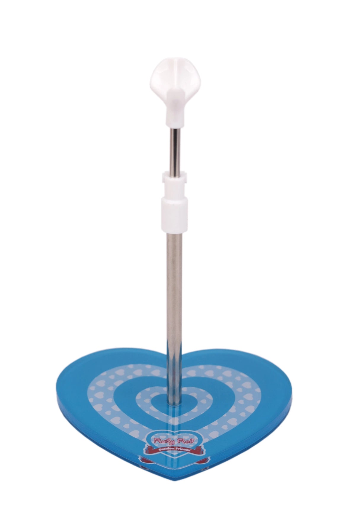Blue heart-shaped doll stand
