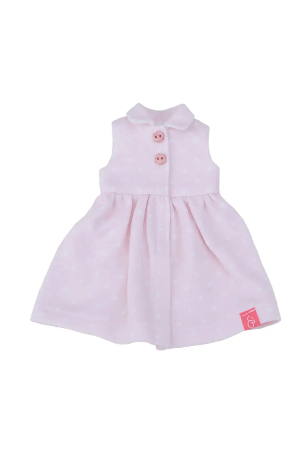 Pink dress with buttons on a white background