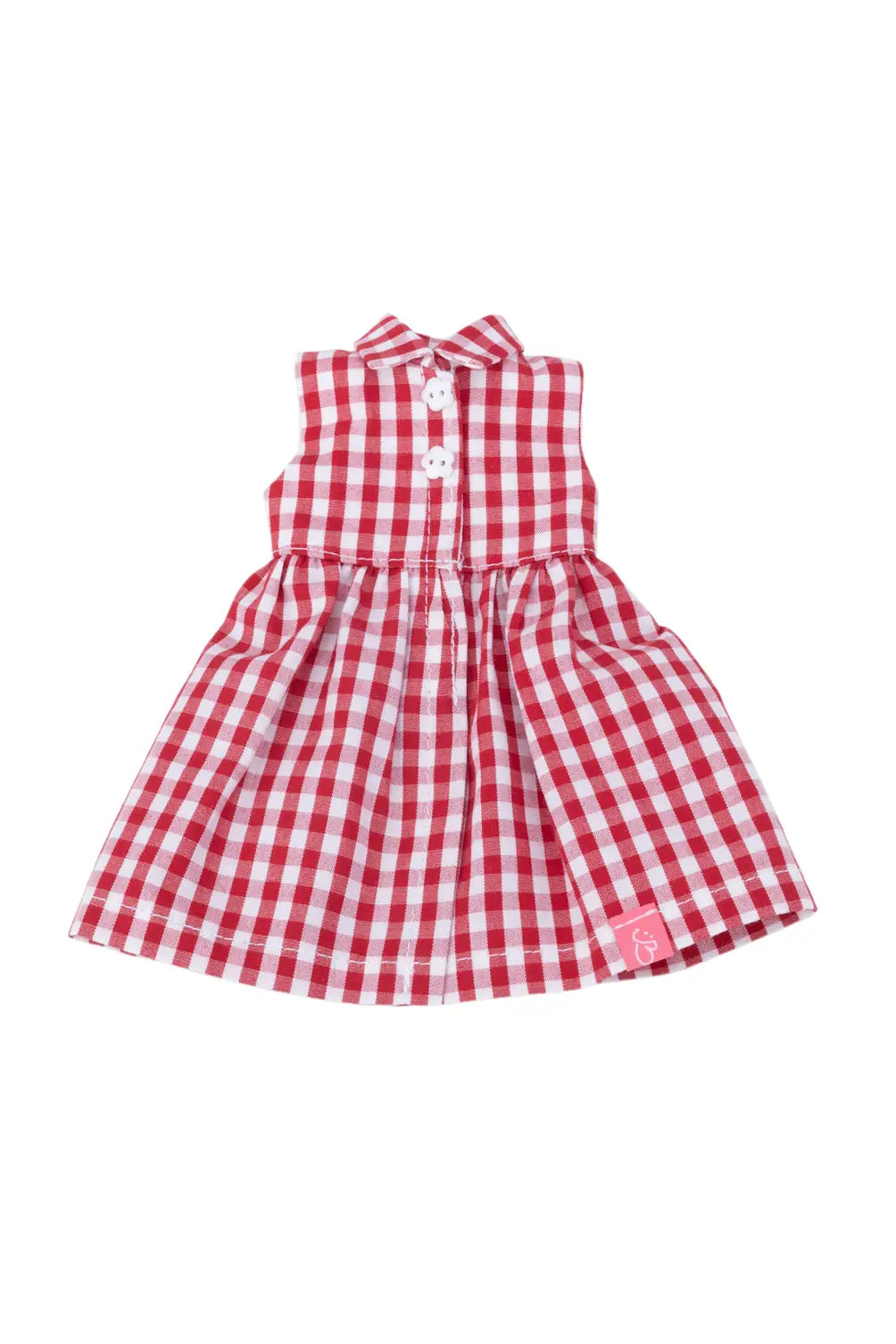 Red and white checkered dress on a white background